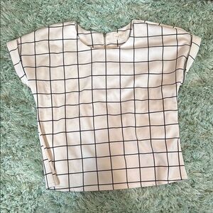 White Grid Pattern Top